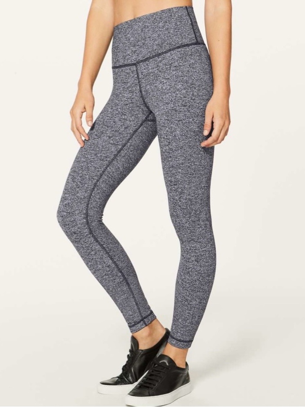 Lululemon Wunder Under Luon Black White 25” Hi-Rise 7/8 Tight Women Sz 8